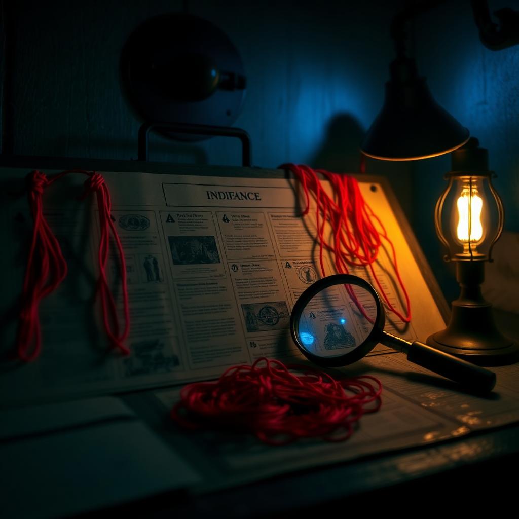 Tablero de pistas de un caso de misterio